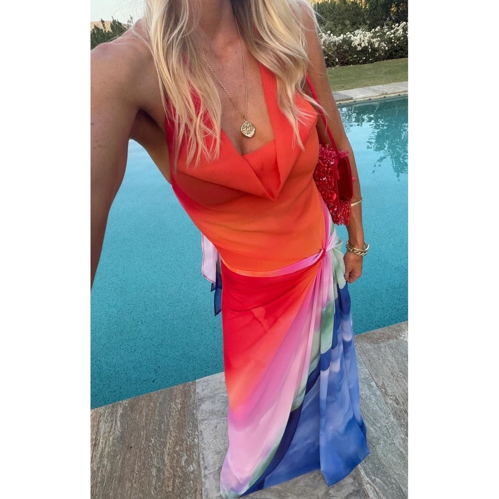 Show Me Your MuMu Orange to Blue Ombre Maxi Dress